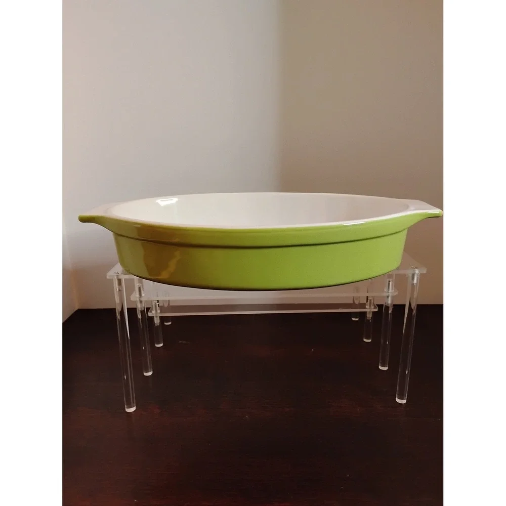 Vintage Pyrex Lime Green Oval Casserole Dish 043 1.5 Quart Chartreuse MCM